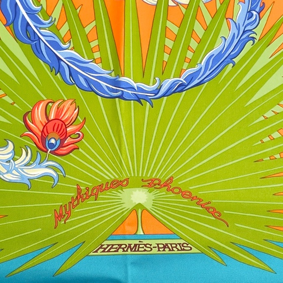 NWT Hermès Scarf "Mythiques Phoenix" Turquoise - Picture 3 of 10